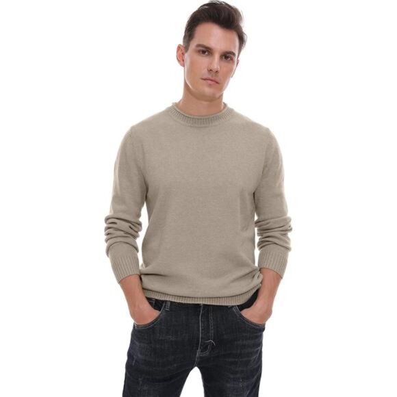 Men's Crewneck Sweater Soft Casual for Classic Pullover with Ribbing Edge - Picture 5 of 7